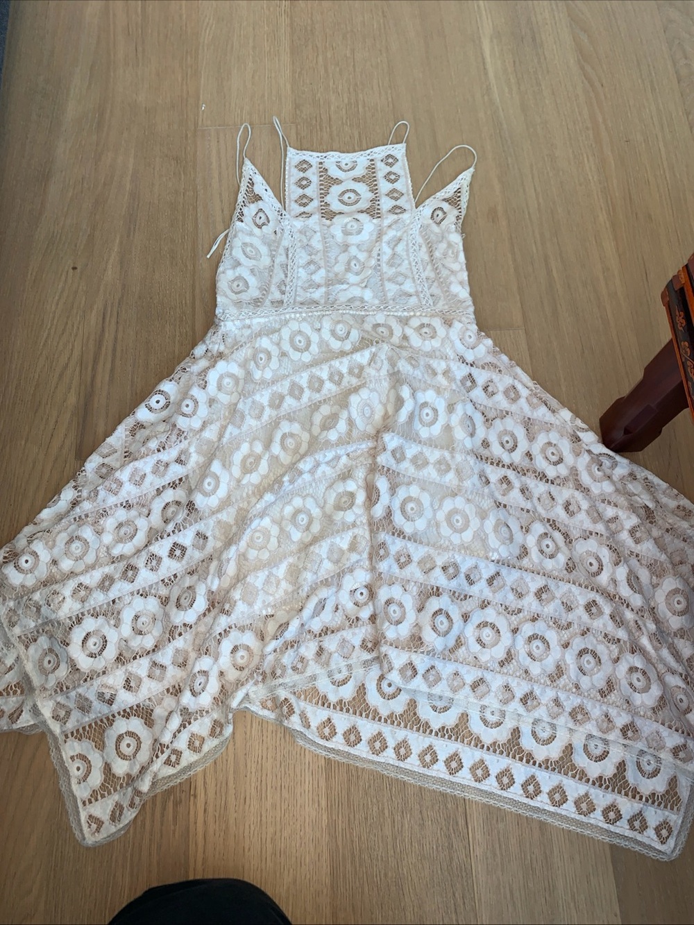White Lace Backless Fit & Flare Dress